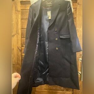 JCRew Double-breasted topcoat in Italian wool blend Navy sz 14
